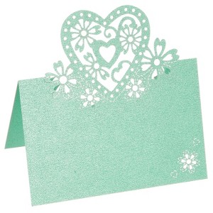Unique Bargains Hollow Heart Shape Cut Design Favor Decor Table Name Place Cards 25 Pcs - 1 of 4