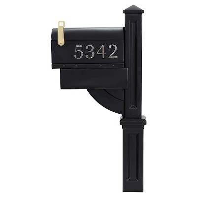 Black Lockable Plastic Pedestal Mailbox with Newspaper Holder