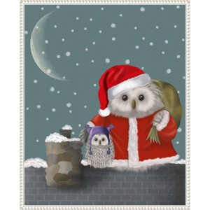 Amanti Art 23"x28" Christmas Santa Owl by Fab Funky Framed Canvas Wall Art Print - 1 of 4
