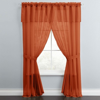 BrylaneHome BH Studio Sheer Voile 5 Piece One-Rod Curtain Set