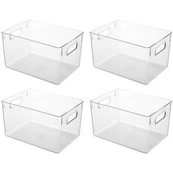 MPM 4 Packs Transparent Plastic Bins Storage Box, Deep Plastic Bins, Great Organization for Home Storage, Kitchen Cabine