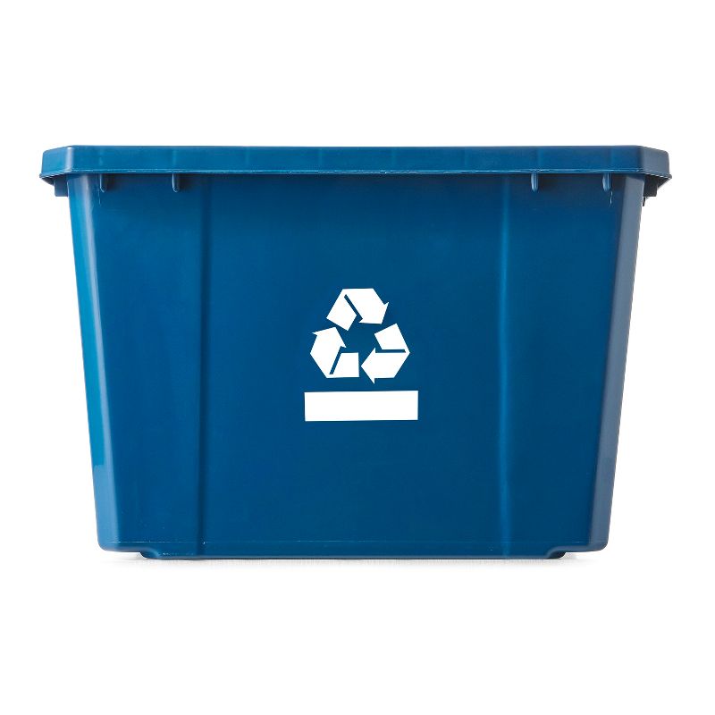 Gracious Living Medium Sized Plastic Curbside 17 Gallon Home or Office Recycling Bin Container with Built-In Carrying Handles, Blue, 3 of 7