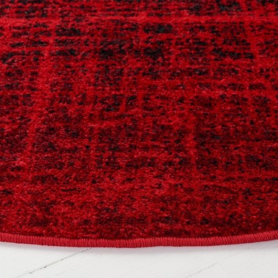 Red and Black Square Synthetic Area Rug