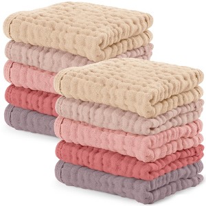 Baby Washcloths Muslin Cotton, Large 10”x10” by Comfy Cubs - 1 of 4