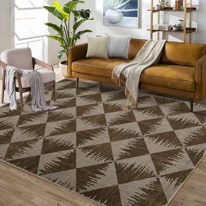Area Rugs Living Room Modern Geometric Carpet Non-Slip Low Pile Machine Washable Accent Rug - 1 of 4