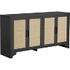 Rattan Buffet Sideboard Cabinet, 4-Door Storage Cabinet with Shelves, Wooden Console Table with Storage, Modern Farmhouse Accent Cabinet - 2 of 4