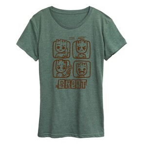 Women's - Marvel - Guardians of the Galaxy Groot Grid Short Sleeve Graphic T-Shirt - 1 of 4