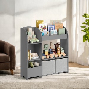 Toy and Book Organizer for Kids, Kids Bookshelf and Toy Storage, Storage Organizer with 2 Storage Boxes - 1 of 4