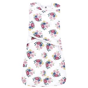 Hudson Baby Infant Girl Convertible Swaddle Sleep Sack, Blush Navy Floral - 1 of 4