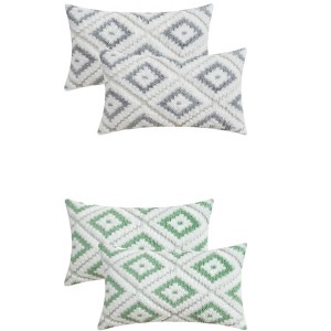 REGALWOVEN 4 Pcs Geometric Pattern Soft Short Plush Decorative Throw Pillow Covers - 1 of 4