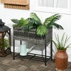 Outsunny Elevated Metal Raised Garden Bed with Rattan Wicker Look, Underneath Tool Storage Rack, Sophisticated Modern Design - 3 of 4