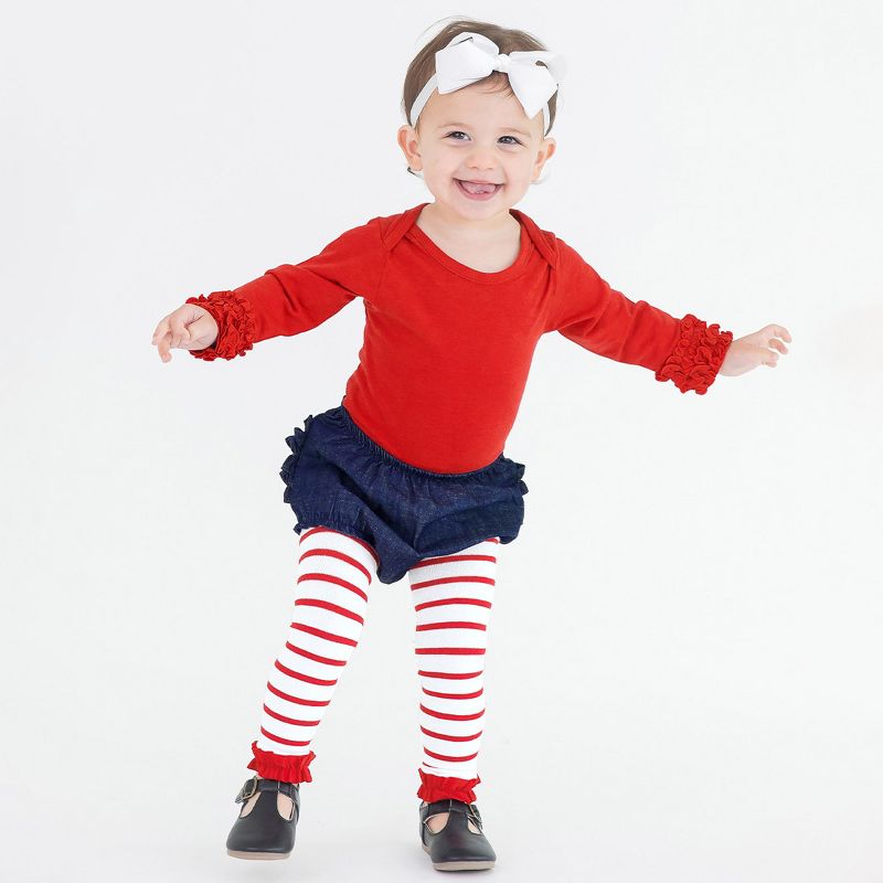 RuffleButts Baby Girls Stripe Footless Tights, 2 of 3