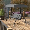 Flash Furniture Tellis 3-Seat Outdoor Steel Converting Patio Swing Canopy Hammock with Cushions / Outdoor Swing Bed - 2 of 4