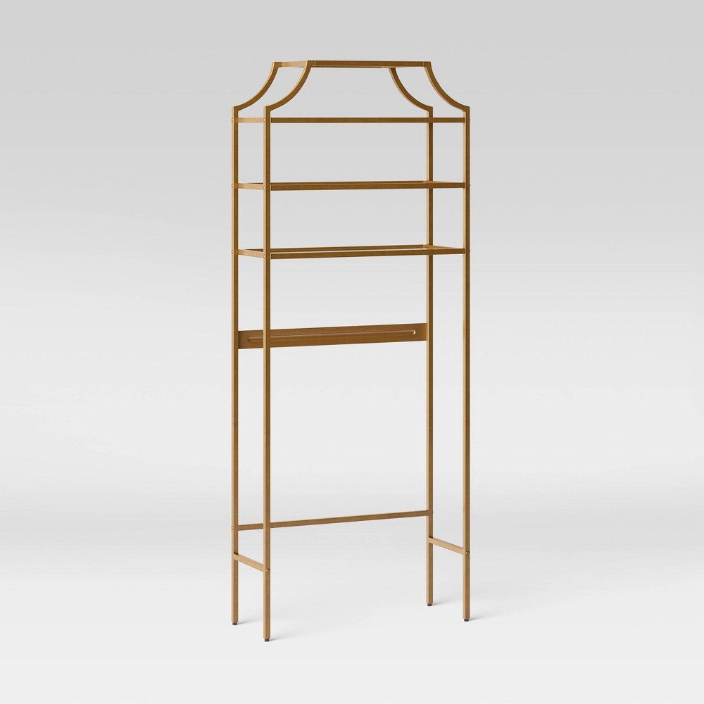 Photos - Wardrobe Metal/Glass Etagere Brass - Threshold™: 3-Tier Over Toilet Storage, 60.2"