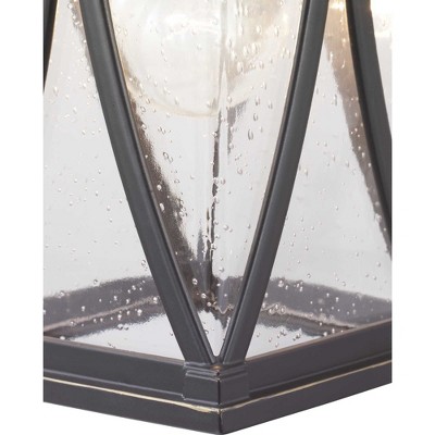 Antique Pewter Outdoor Lantern with Clear Seeded Glass Shade