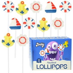 Zeesy Nautical Lollipops – 12 Pack of Individually Wrapped Candy – Cruise Party Favors and Nautical Baby Shower Treats - 1 of 4