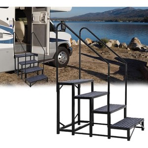 Portable RV Stairs with Handrail, Non-Slip RV Step Ladder for Travel Trailers, Campers, Hot Tubs, Porch and Pool Access - 1 of 4