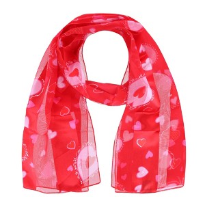 CTM Women's Valentine's Day Heart Print Holiday Lightweight Scarf - 1 of 4