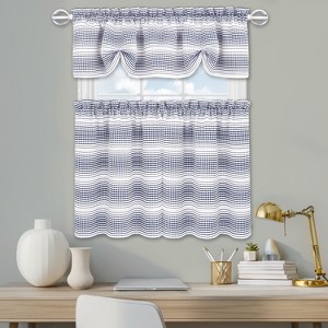 Kate Aurora Isabelle Abstract 3 Piece Cafe Rod Pocket Kitchen Curtain Tier & Valance Set - 1 of 4