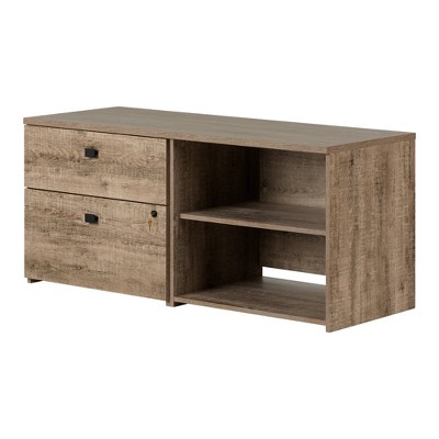 Interface 2 Drawer Credenza Weathered Oak - South Shore