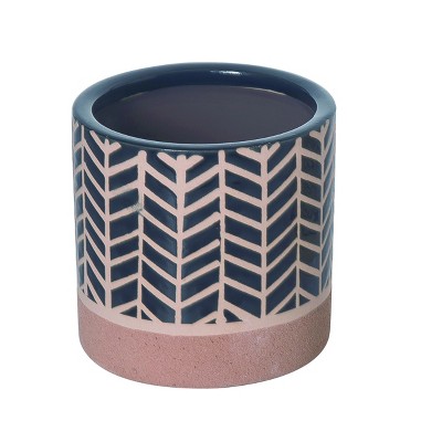 Transpac Ceramic 4.72 in. Multicolor Everyday Herringbone Planter