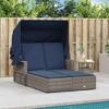 vidaXL Gray Poly Rattan Double Sun Lounger with Canopy - Adjustable Backrest, Cushions, Garden/Patio Furniture - 3 of 4
