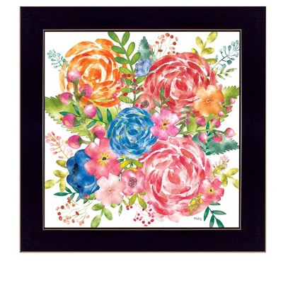 HomeRoots Spring Floral Black Framed Print Wall Art