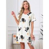 INSPIRE CHIC Women's Nightgown Short Sleeve Printed Sleepwear Sleepshirts Cute Night Shirts Soft Stretchy Pajama Dress - 3 of 4