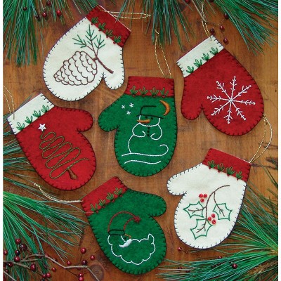 Rachel's Of Greenfield Felt Ornament Kit 4.5" 6/Pkg-Mittens