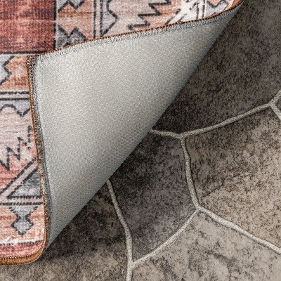 Nuloom Kera Medallion 5x8 Machine Washable Indoor/Outdoor Area Rug for Living Room Patio Deck Front Porch Kitchen, Brick/Ivory