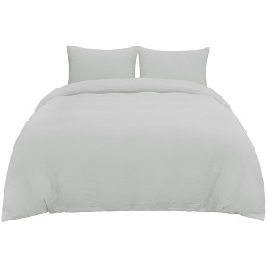 PiccoCasa Washed Brushed Microfiber Soft Duvet Cover Set 3 Pieces including 2 Pillow Cases - 1 of 4