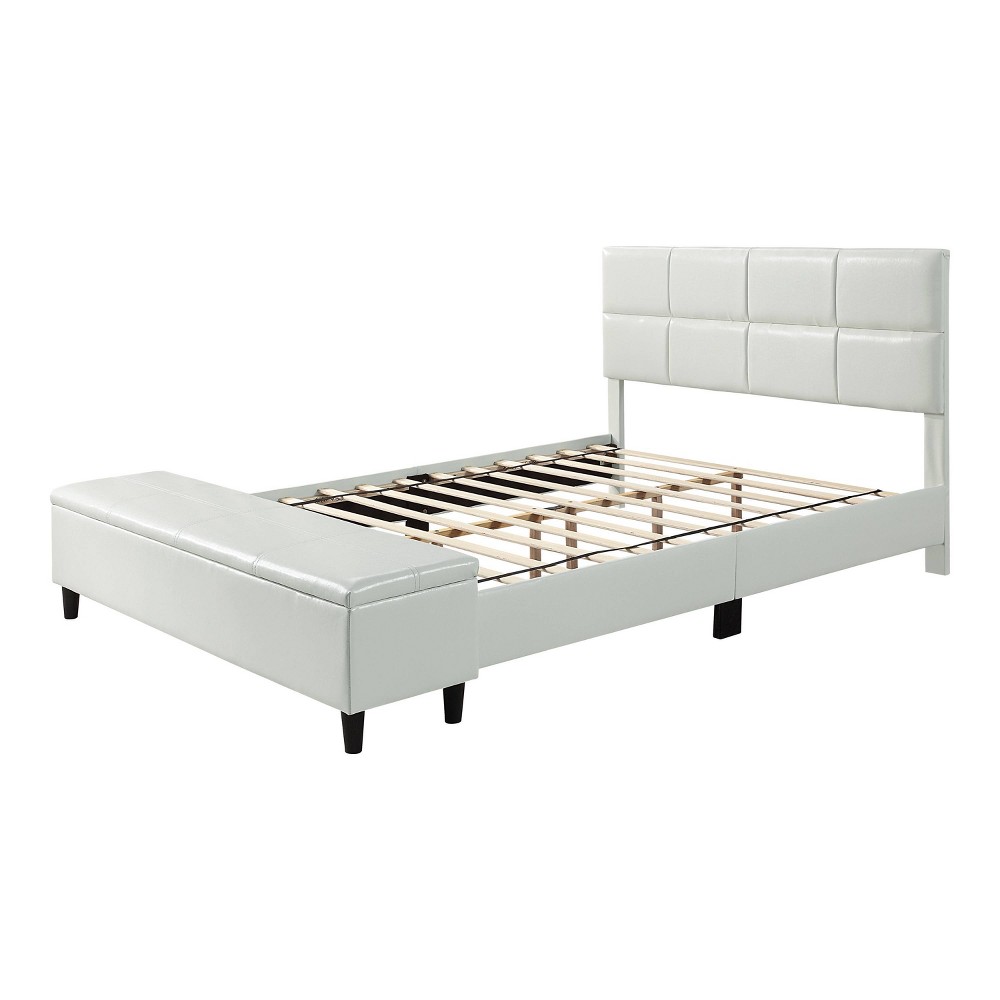 Photos - Bed Queen Kerwin Flannelette  with Bench Storage White - HOMES: Inside + Ou