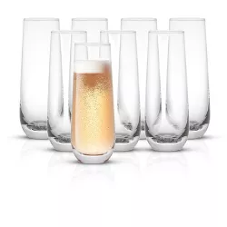 JoyJolt Milo Stemless Champagne Flutes Crystal Glasses - Set of 8 Glasses - 9.4oz
