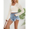 Front Tie V Neck Crochet Sweater Caridigan Long Sleeve Mesh Cover Up Tops Sheer Cardigan - 4 of 4
