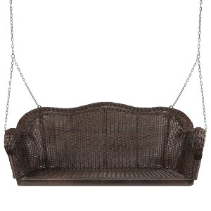 Northlight Hand Woven Resin Wicker Porch Swing with Chain - Dark Brown - 1 of 4