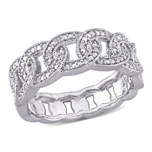 EVERLY JEWELRY | Sterling Silver 1/10 Ct TW Diamond Link Ring - 1 of 4