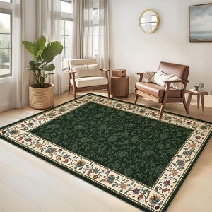 Washable Rugs for Bedroom Farmhouse Floral Floor Mats with Non-Slip Backing, Ultra-Soft Low Pile Living Room Carpet - 1 of 4