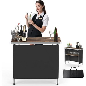 VINGLI Folding Portable Bar Table, Mobile Bar Table for Events, Party, Camping, Picnic, Tradeshow, Indoor with Black Skirt - 1 of 4