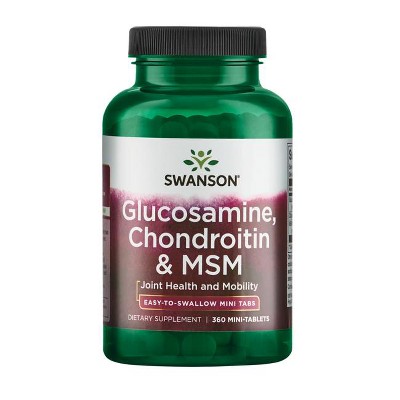 Swanson Glucosamine and Chondroitin with MSM - Natural Supplement Supporting Joint Health and Mobility - Promotes Joint Flexibility, Comfort, and Connective Tissue Health - (360 Mini-Tablets)