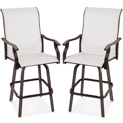 Best Choice Products Set of 2 Outdoor Swivel Bar Stools, Patio Barstool Chairs w/ 360 Rotation, All-Weather Mesh