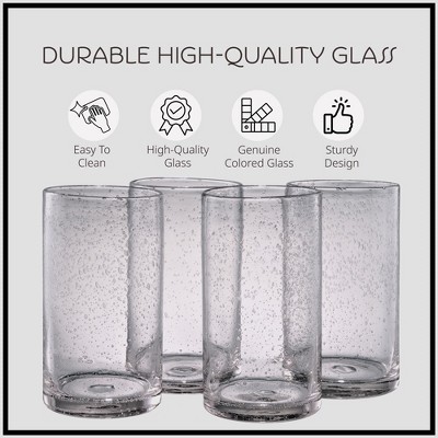 Clear 17 oz Bubble Glass Highball Tumblers, Set of 4