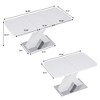 Gulches Modern Stretchable Rectangle Dining Table White MDF Table Top X Shape Legs Metal Base 220 LBS Load Bearing Home Kitchen - 4 of 4