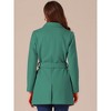 INSPIRE CHIC Women's Notch Lapel Double Breasted Belted Mid Long Outwear Winter Coat - 4 of 4