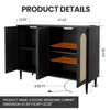 Rattan Sideboard Buffet Cabinet, 4 Doors Accent Storage Cabinet, Console Table Coffee Bar with Power Outlet, Adjustable Shelves - 2 of 4