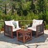 Tangkula 3PCS Rattan Wicker Patio Conversation Set Outdoor Furniture Set w/ Cushion - 2 of 4