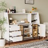 Vynxaria Modern sideboard with 3 drawers and glass door locker, side cabinet can store wine glasses - 2 of 4