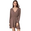 YESFASHION  Women's Casual T Shirt Dress 2025 Summer Long Sleeve Swing Dresses Puff Sleeve V-Neck Ruffles Pleated Party Dress - 3 of 4