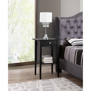 HomeStock Black Nightstand 28x18x14 Contemporary Compact Bedside Table with Drawer, Durable Finish and Sleek Modern Appearance - 1 of 4