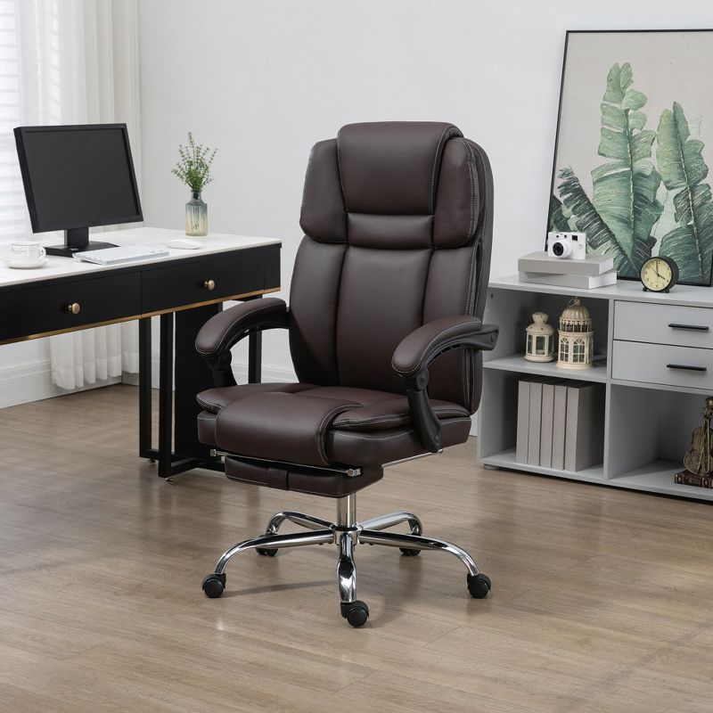 Vinsetto Massage Office Chair with Heat, Adjustable Height and Footrest, PU Leather Comfy Computer Desk Chair, 2 of 7