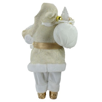 18" Gold and White Standing Santa Christmas Figurine with Presents